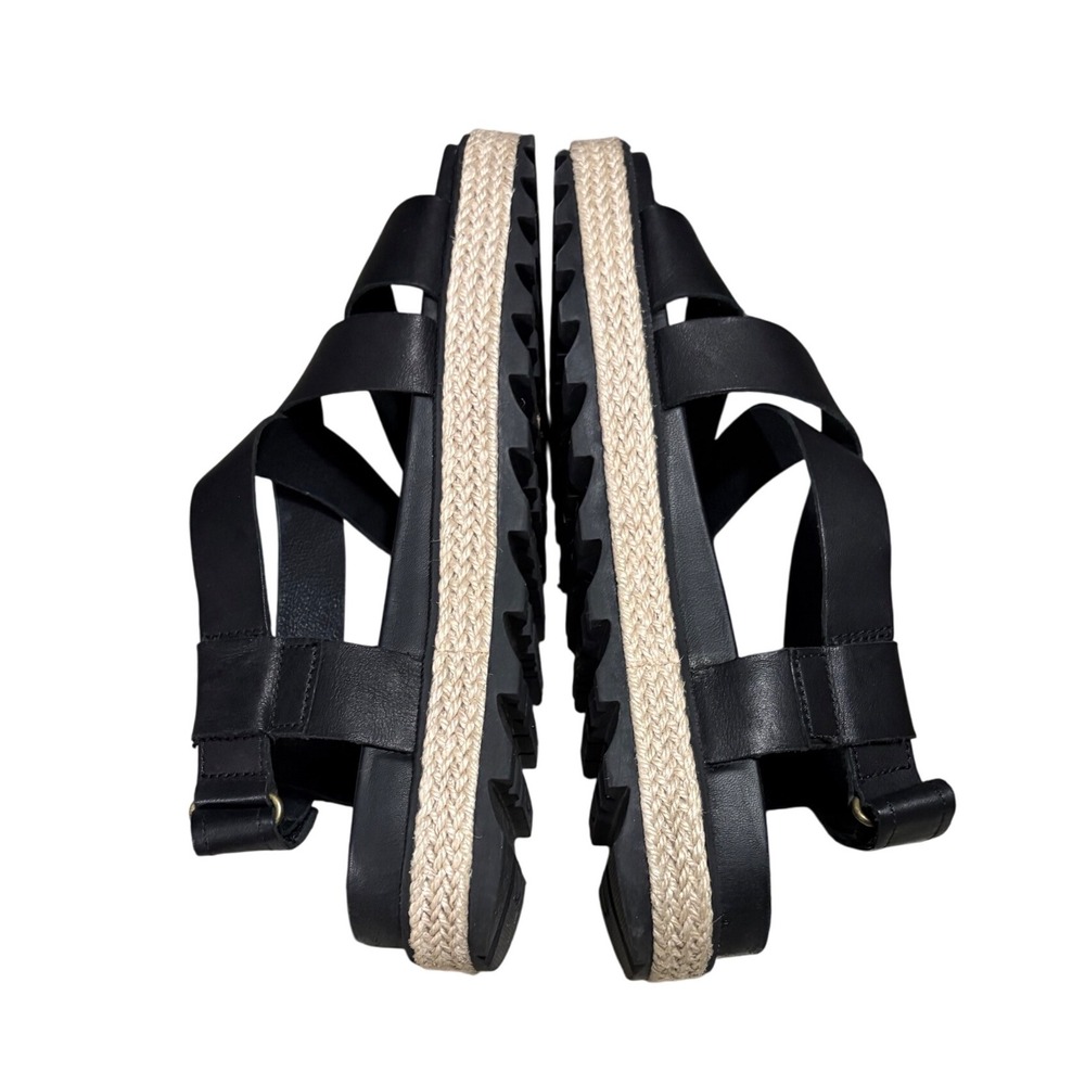 Sorel Womens Black Leather‎ Roaming Criss Cross Jute Sandals 7.5 - Picture 3 of 7